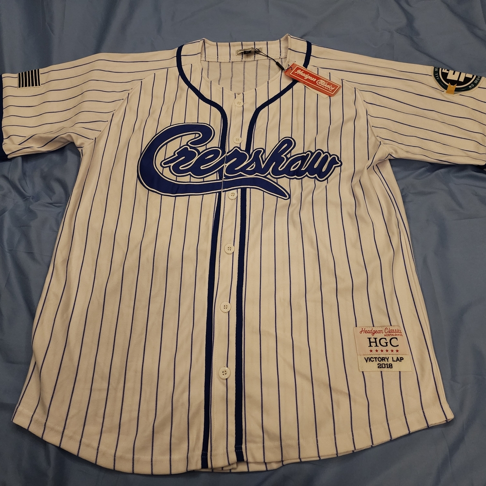 HEADWEAR CLASSICS MEN'S CRENSHAW VICTORY LAP BASEBALL JERSEY WHITE SIZE 2XLARGE